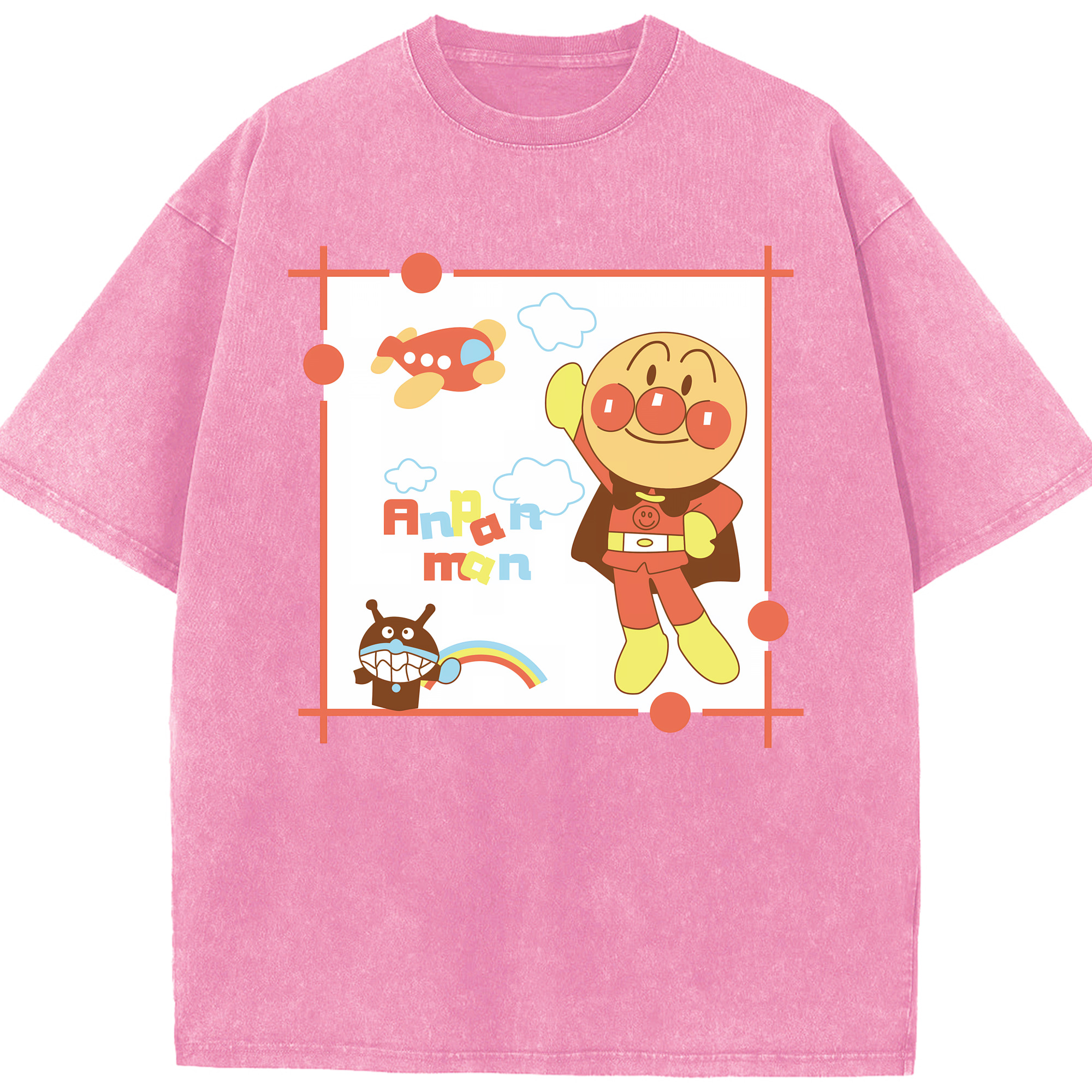 （画像用） アンパンマン Anpanman 綿100% ヴィンテージ風 半袖Tシャツ（フロントプリント）